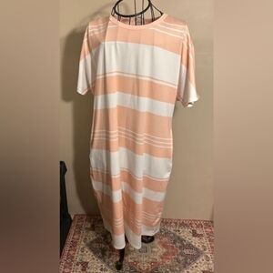 Lularoe size 2x  womens pink white striped  dress party xxl  2 x